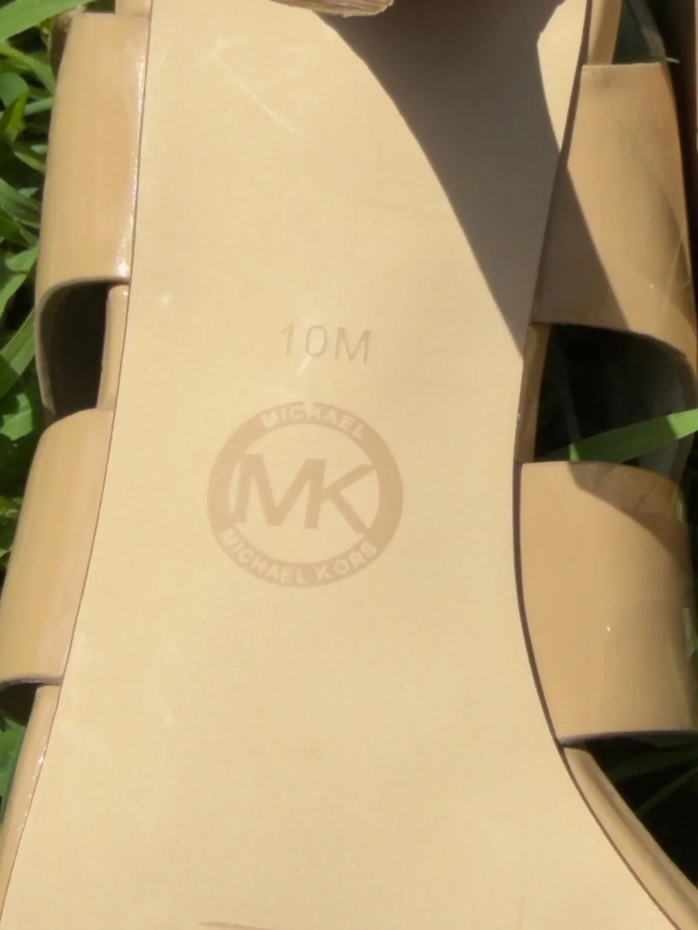 Michael Kors Joselle Beige Patent Leather Slingback Heels Sz 10